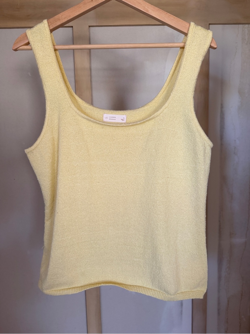 LC Lauren Conrad Pale Yellow Scoop Tank